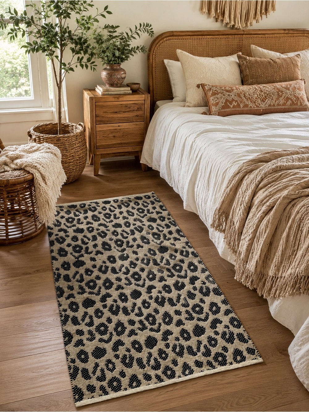 Boho Leopard Jute/Cotton Accent Rug 27”x42”